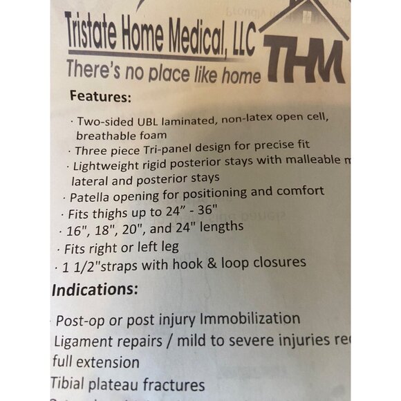 Vaki-T Universal Knee Immobilizer Tri-Panel Design With Adjustable Stays & Strap - Picture 7 of 9